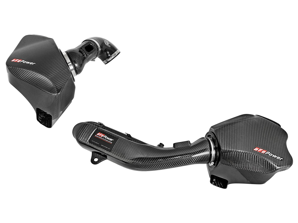 aFe Power Black Series Momentum Carbon Fiber Cold Air Intake System w/ Pro 5R Filter — BMW M2 Competition (F87) 19-21/M3/M4 (F80/82/83) 15-20 L6-3.0L (tt) S55 — 54-76305-CF