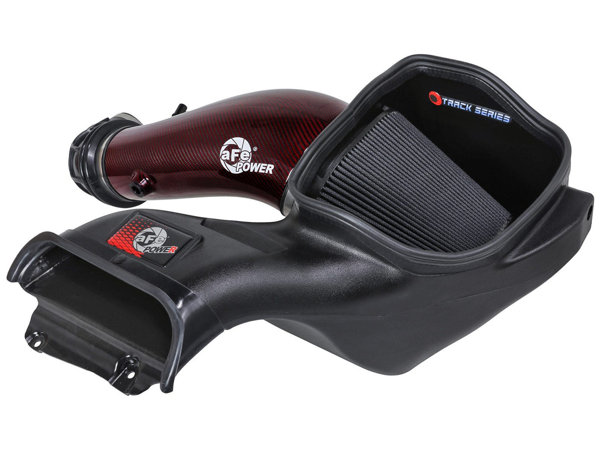 aFe Power Track Series Red Kevlar Carbon Fiber Cold Air Intake System w/ Black Pro 5R Filter — Ford F-150 Raptor R 23-26 V8-5.2L (sc) — 57-10030KR