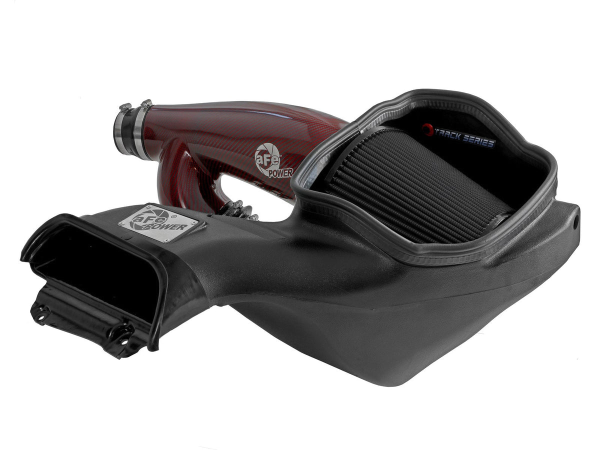 aFe Power Track Series Red Kevlar Carbon Fiber Cold Air Intake System w/ Black Pro 5R Filter — Ford F-150 Raptor 17-26 V6-3.5L (tt) — 57-10031KR