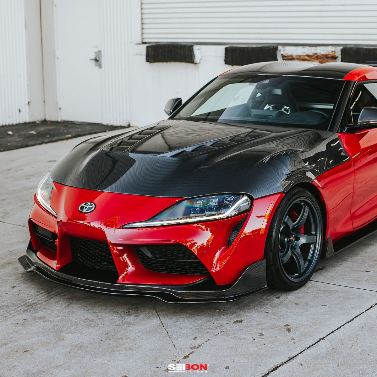 Seibon TV-style double sided carbon fiber hood for 2020-2026 Toyota GR Supra