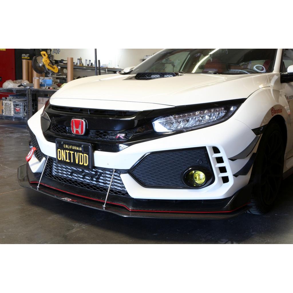Carbon Fiber Front Bumper Canards - 2017 - 2021 Honda FK8 Civic Type R