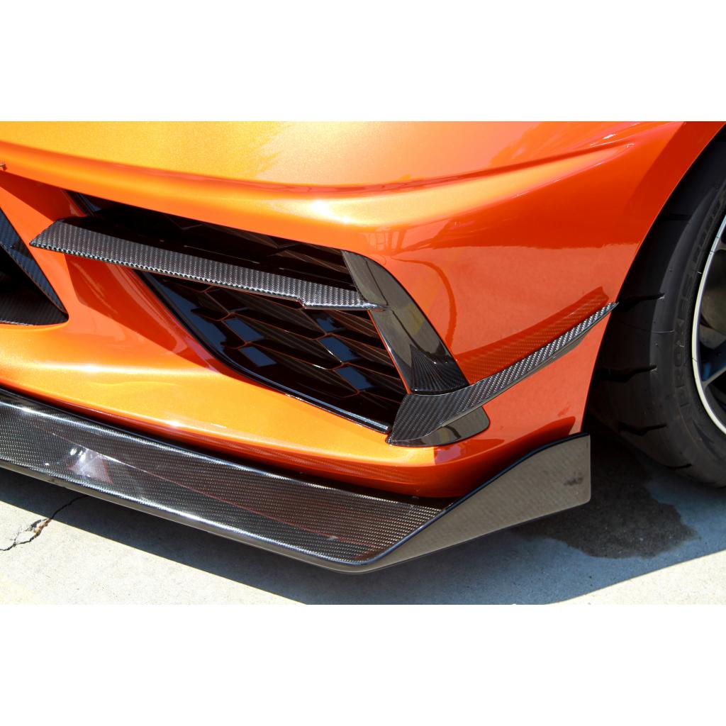 Carbon Fiber Front Bumper Canards- Chevrolet C8 Corvette