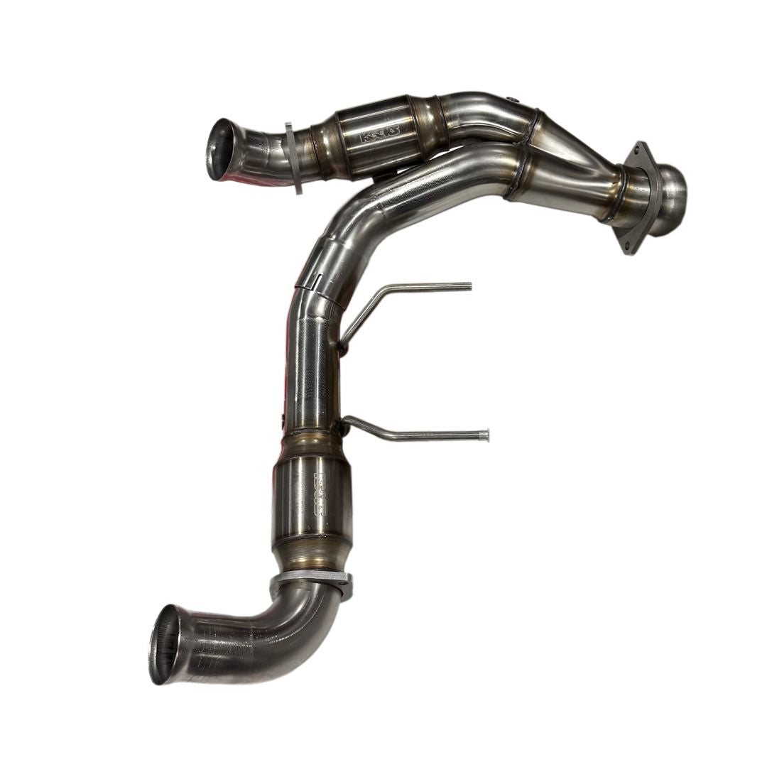 Kooks 3" SS ULTRA GREEN Catted Y-Pipe. 2021-2026 F150 5.0L 4V. Connects to OEM. — 13713500