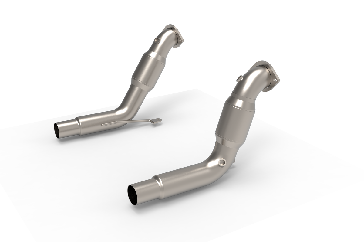 Kooks 2020-2024 Explorer ST/Aviator GREEN Catted Downpipes — 15113300