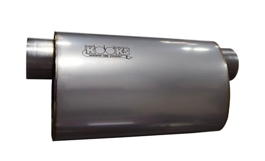 Kooks 3" Oval Offset/Offset (Same Side) Muffler 14" Long Body. Stainless Steel. — MUF-014