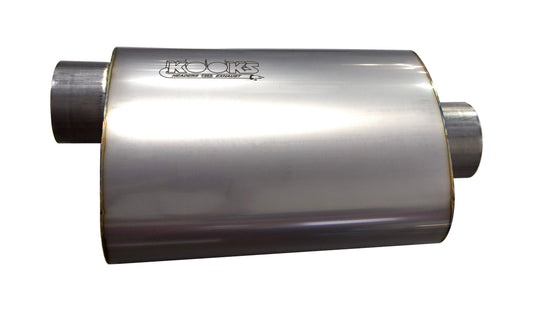 Kooks 3" Oval Center/Offset Muffler 12" Long Body. Stainless Steel. — MUF-018