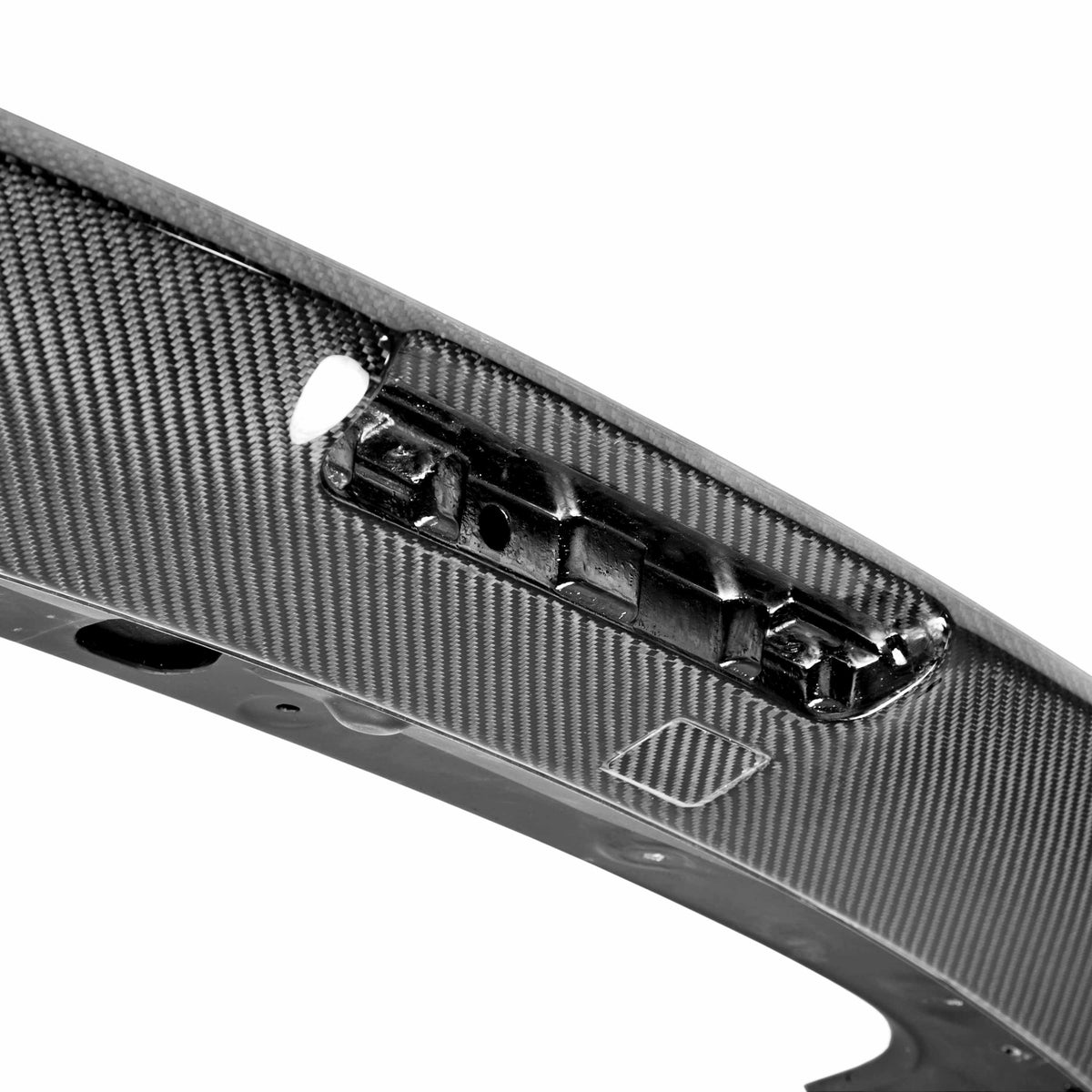 Seibon STI-Style Carbon Fiber rear spoiler for 2008-2014 Subaru WRX / STi Hatchback, with cut-out for factory brake light.