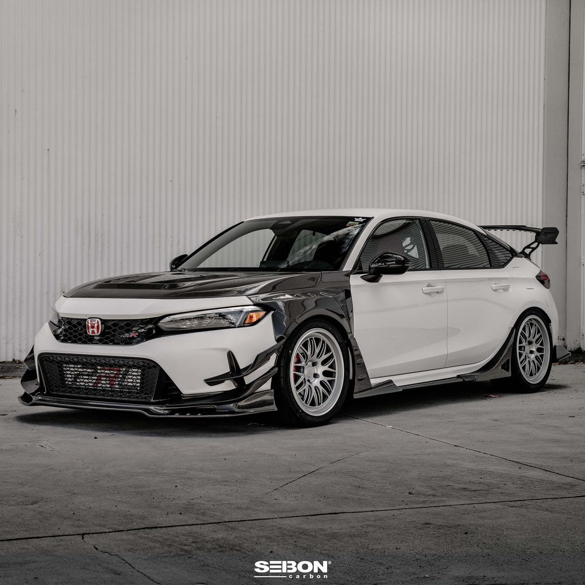 Seibon MB-Style Carbon Fiber Front Side Skirt Extensions for 2023-2026 Honda Civic Type R