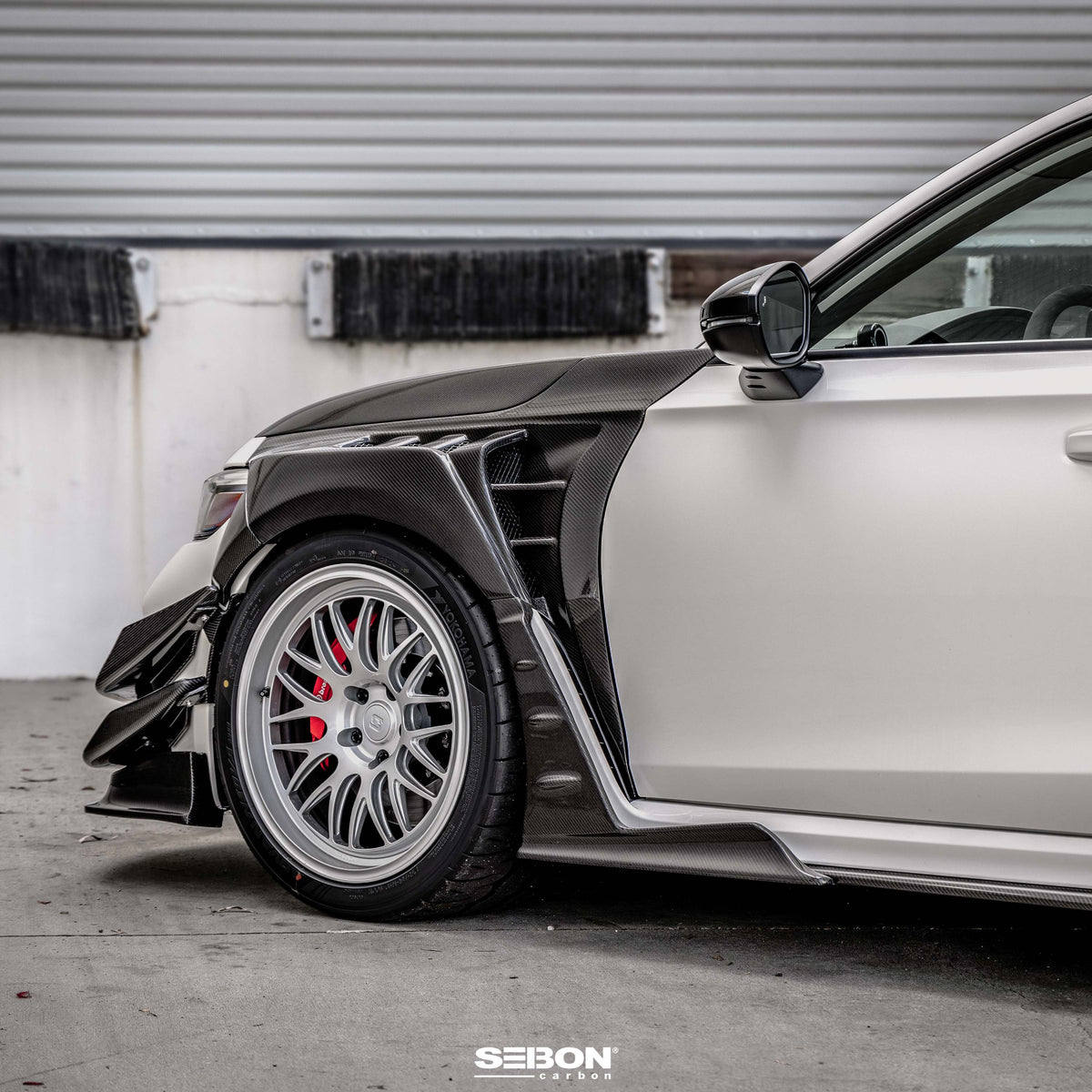 Seibon MB-Style Carbon Fiber Front Side Skirt Extensions for 2023-2026 Honda Civic Type R