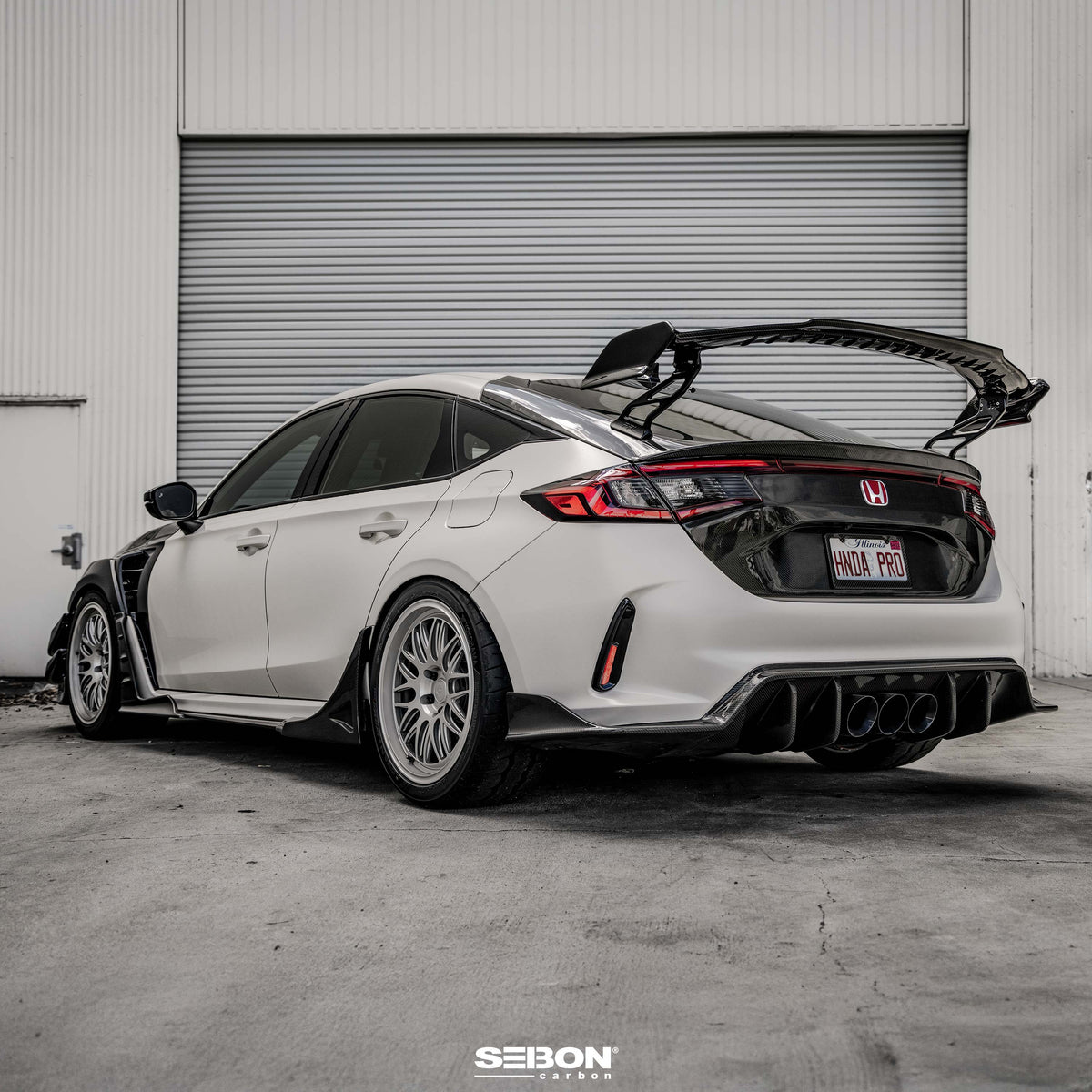 Seibon MB-Style Carbon Fiber Rear Side Skirt Extensions for 2023-2026 Honda Civic Type R