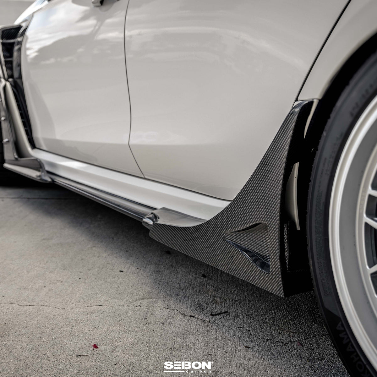 Seibon MB-Style Carbon Fiber Rear Side Skirt Extensions for 2023-2026 Honda Civic Type R