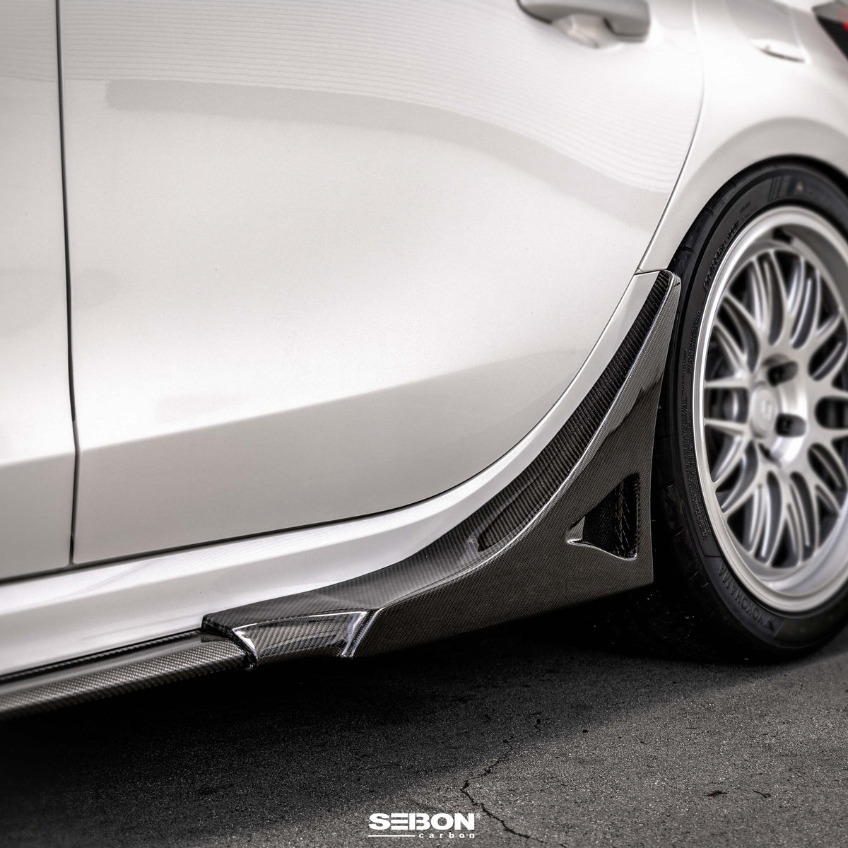 Seibon MB-Style Carbon Fiber Rear Side Skirt Extensions for 2023-2026 Honda Civic Type R